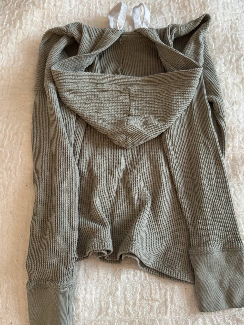 Abercrombie & Fitch Olive Green Waffle-Knit Hooded Top - Picture 5 of 5